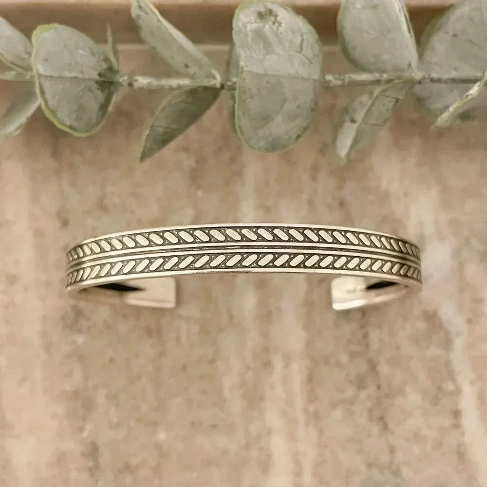 925 Sterling Silver Mens Bangle Bracelet Vintage Cuff Bracelet